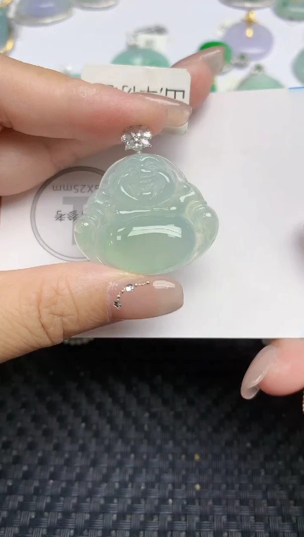 颈饰18K金镶嵌翡翠天然缅甸A货翡翠百元以上9元证书费自理