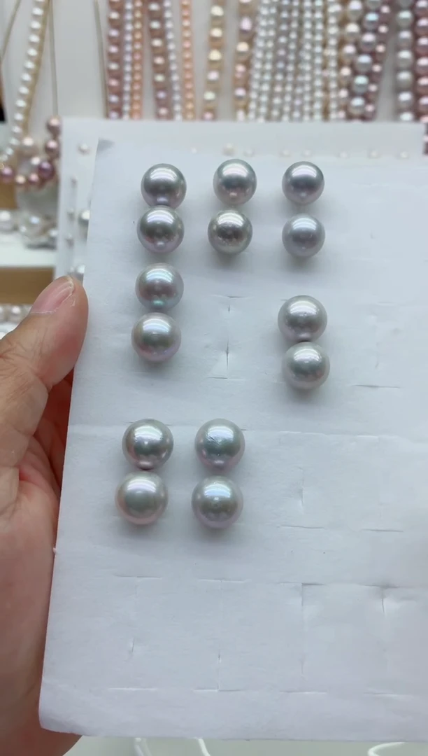 银S925镶嵌淡水珍珠耳钉多样性发其一，非无暇