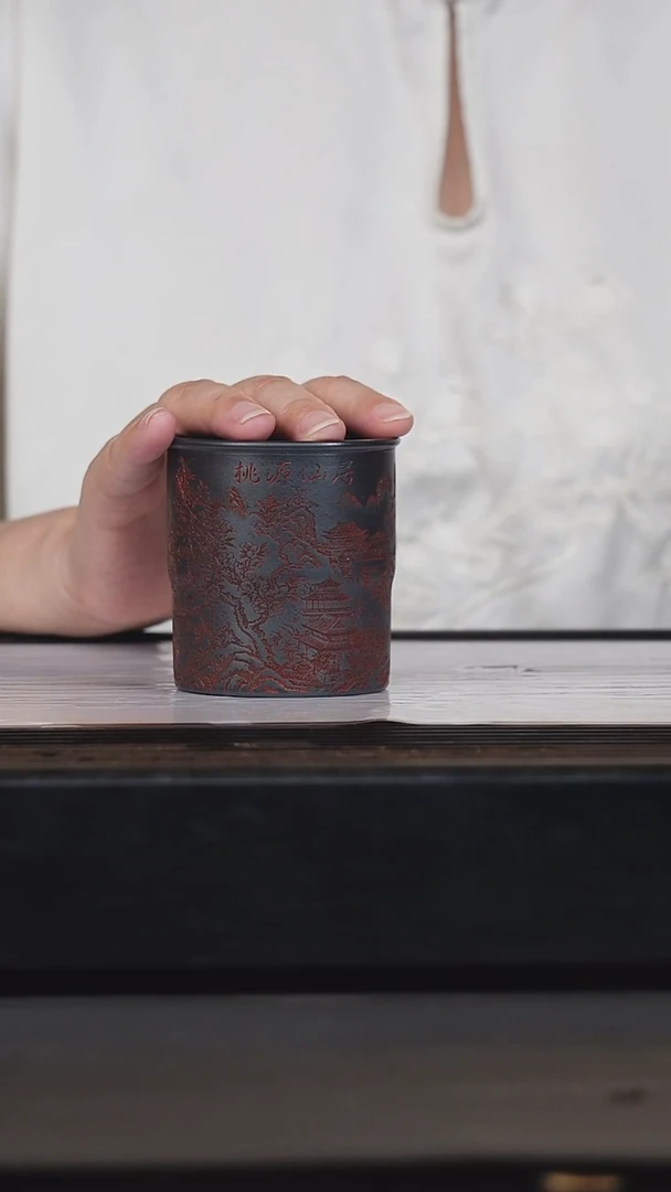 茶壶紫砂紫砂周边 主人杯山水