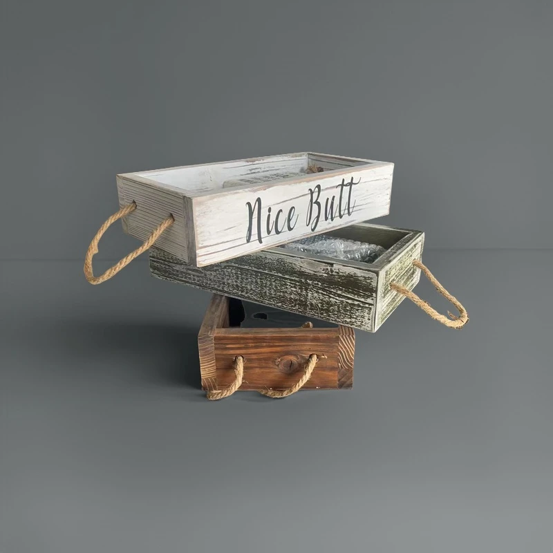 本木意匠长方形收纳盒桌面收纳盒复古做旧收纳盒7205