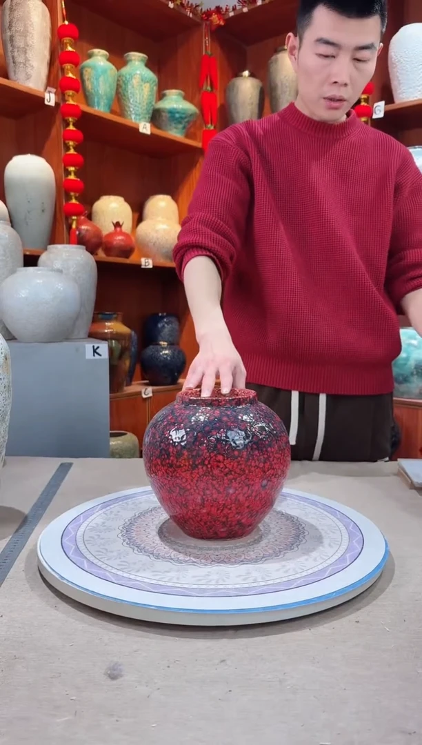 【闪购商品】瓶陶瓷花瓶 无花 宝石红小号