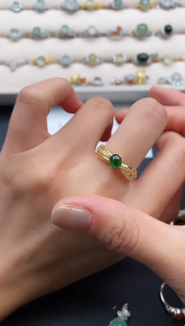 银S925镶嵌戒指翡翠1111111+3