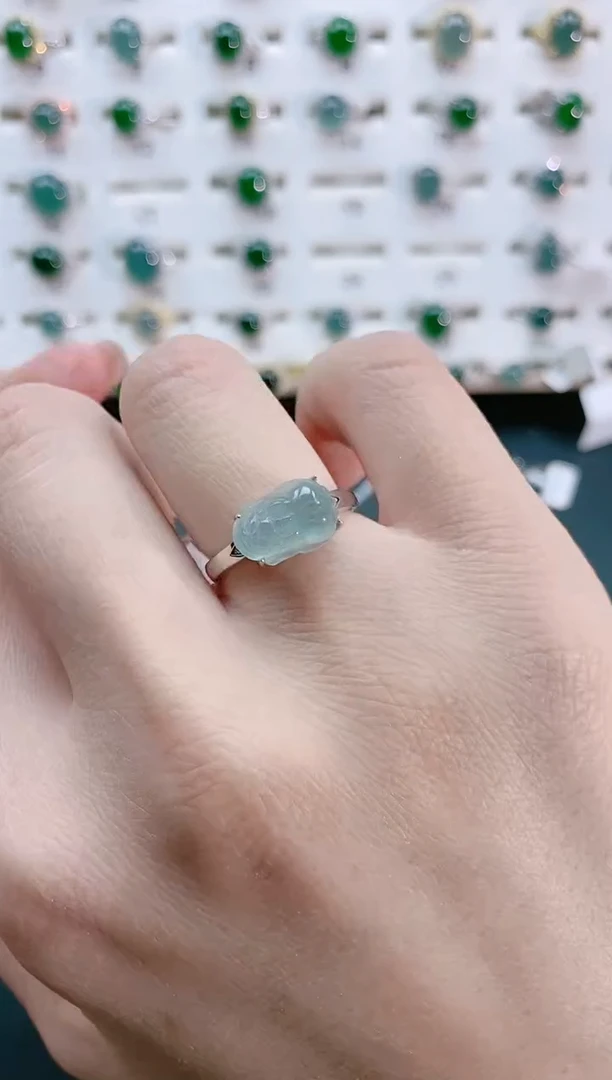 【闪购商品】翡翠戒指银S925镶嵌天然翡翠