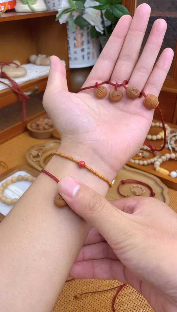 桃核竹节手串一物一拍