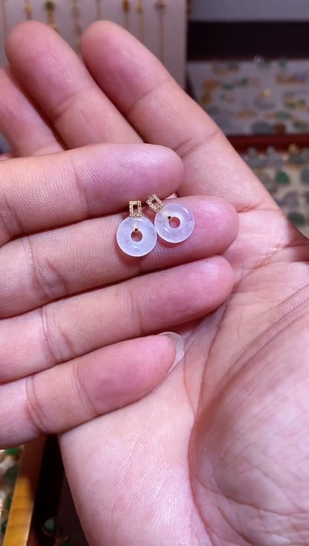 翡翠18K金镶嵌吊坠(不含链)1111111