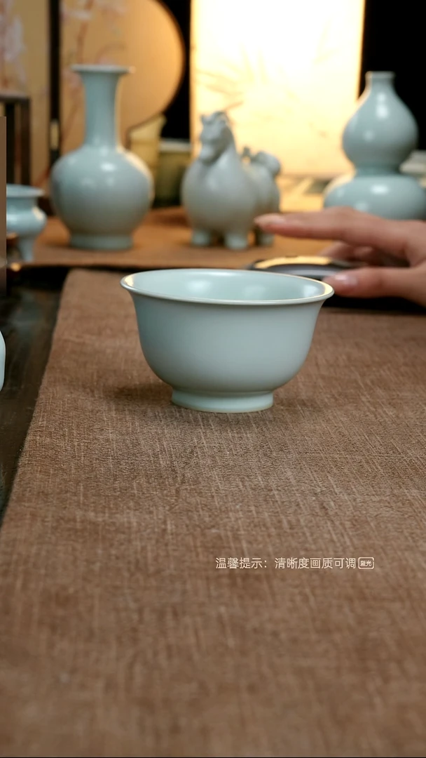 汝窑手工孤品大容量压手杯