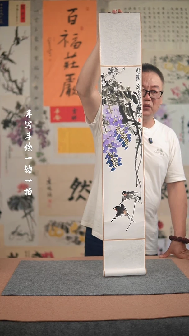国画手绘-17*110卷轴-花鸟