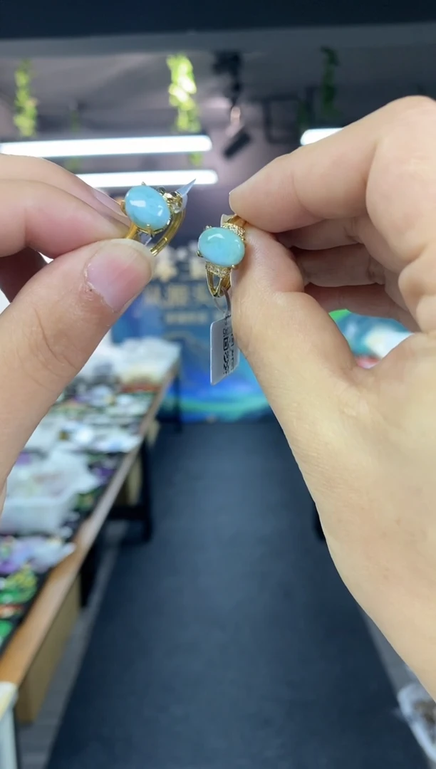 针钠钙石（海纹石）未镶嵌戒指多样性发其一颜色微差