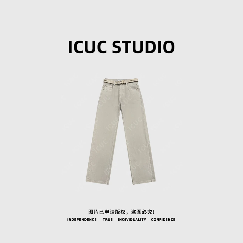 ICUC STUDIO-“拿铁牛仔”棉质经典老钱直筒牛仔裤8100