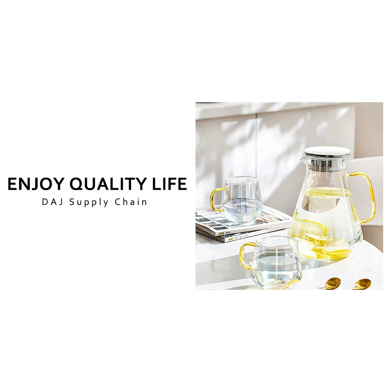 把手混色透明玻璃杯壶套装