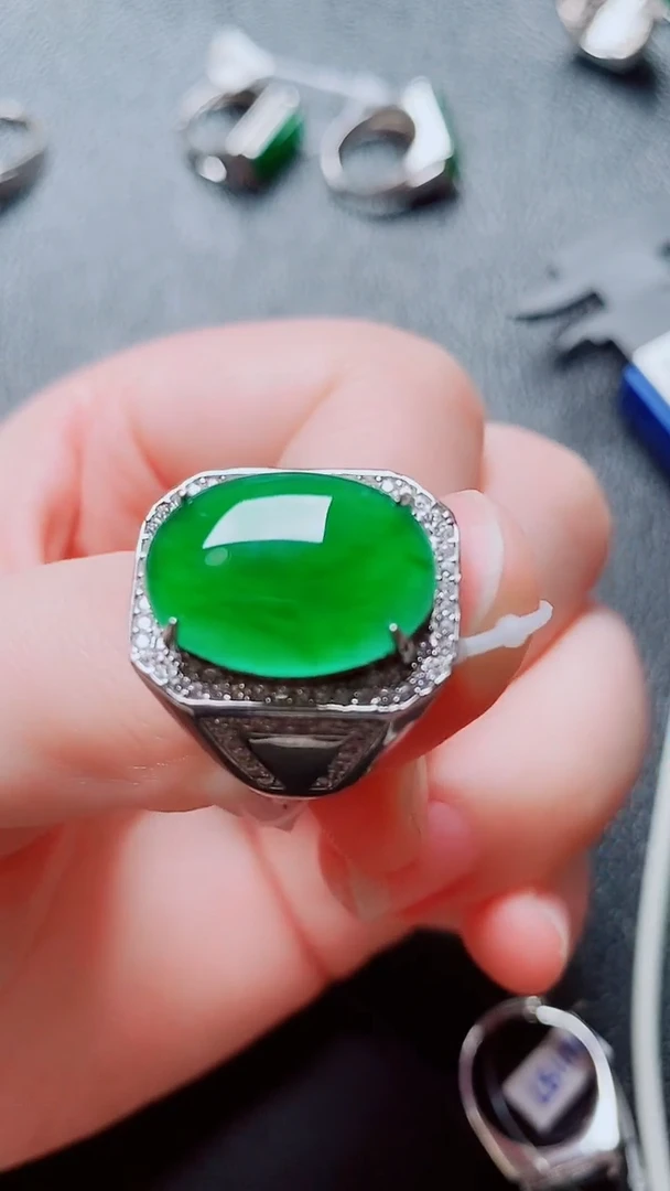 银S925镶嵌戒指翡翠翡翠