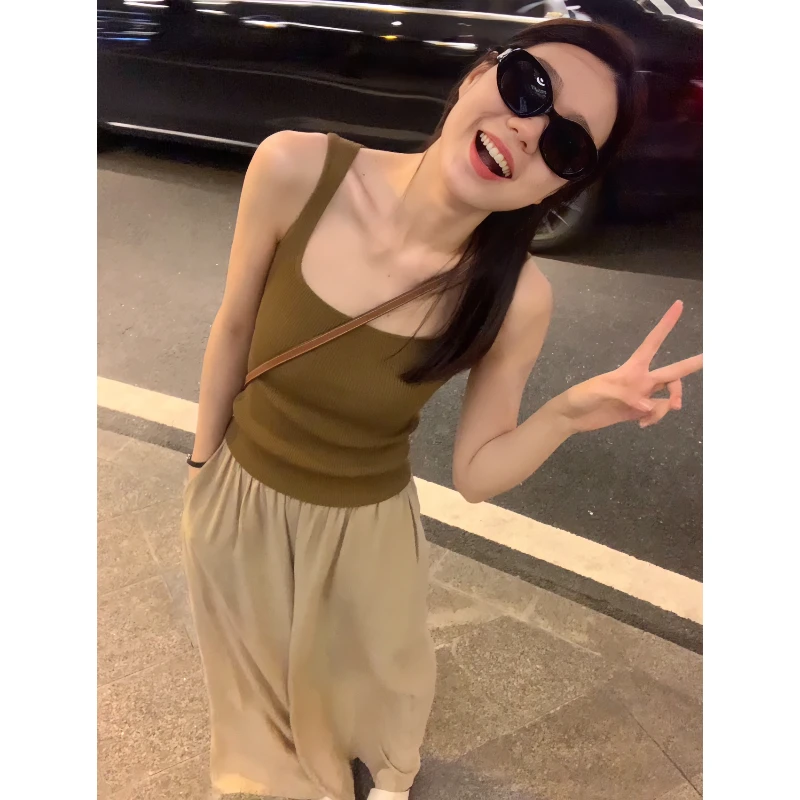 清仓【咸菜黄绿】高个子女装 显白修身显瘦遮副乳吊带 JY356