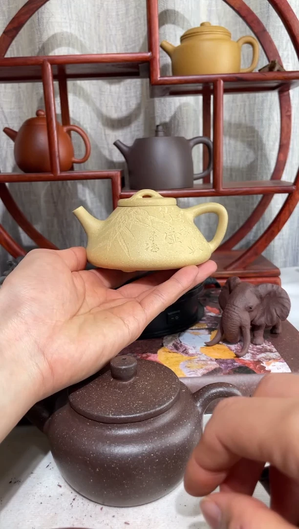 【闪购商品】紫砂茶壶宝山墨绿子冶石瓢200cc