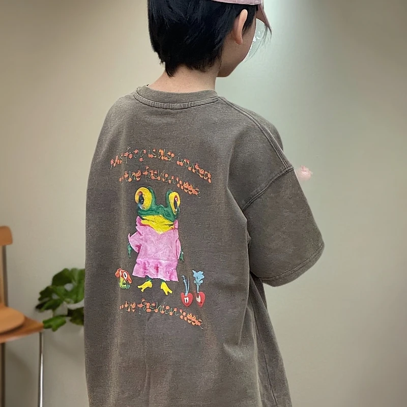 vilimama25【青蛙公主】夏款裤子印花砂洗美拉德咖S65215童装男童