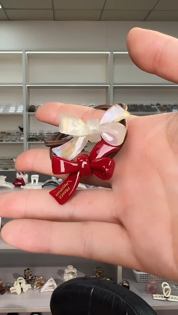 醋酸非金属韩国醋酸品牌发饰小蝴蝶结头绳两根