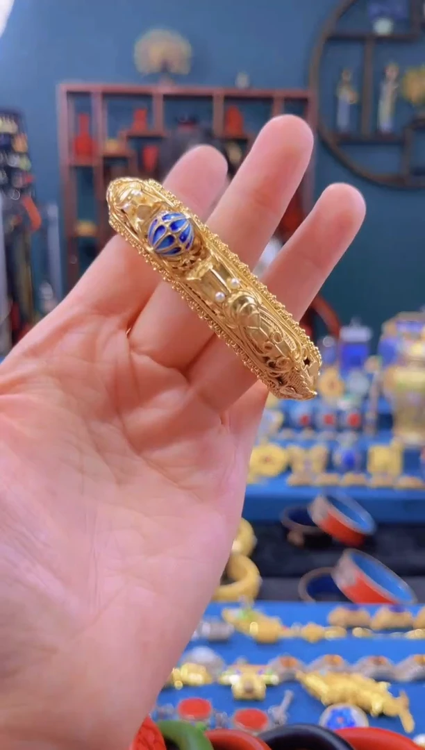 小*鲤非遗技艺 花丝镶嵌手镯 转珠 59