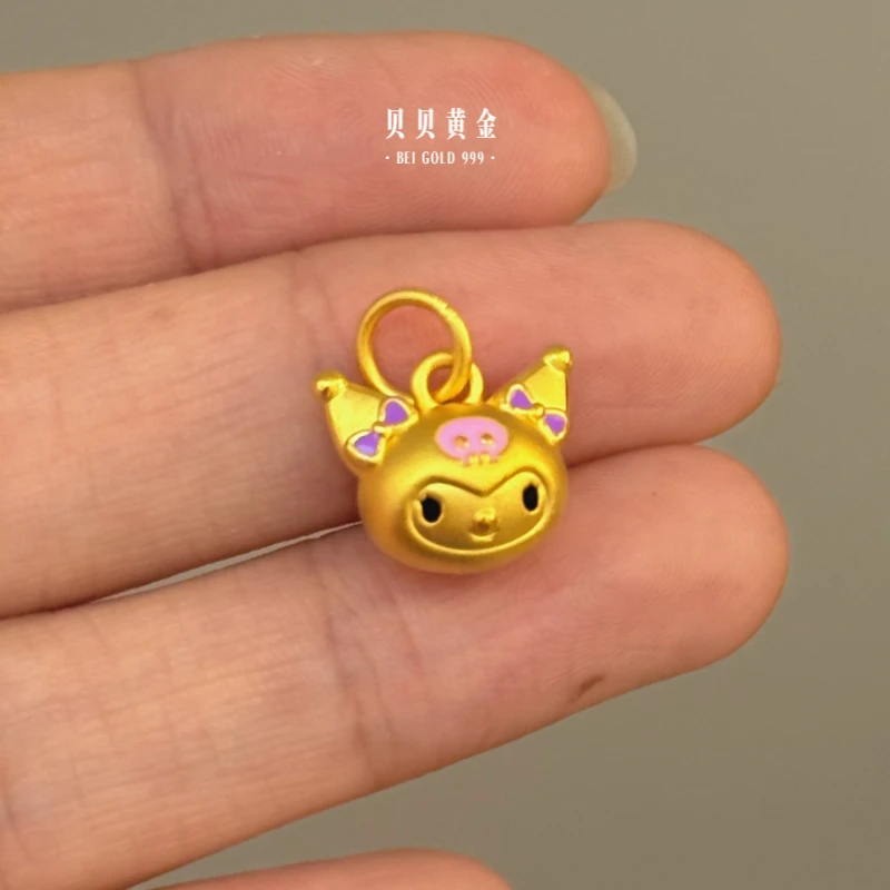 贝贝黄金 足金999 库洛米大头 珐琅彩 吊坠 103