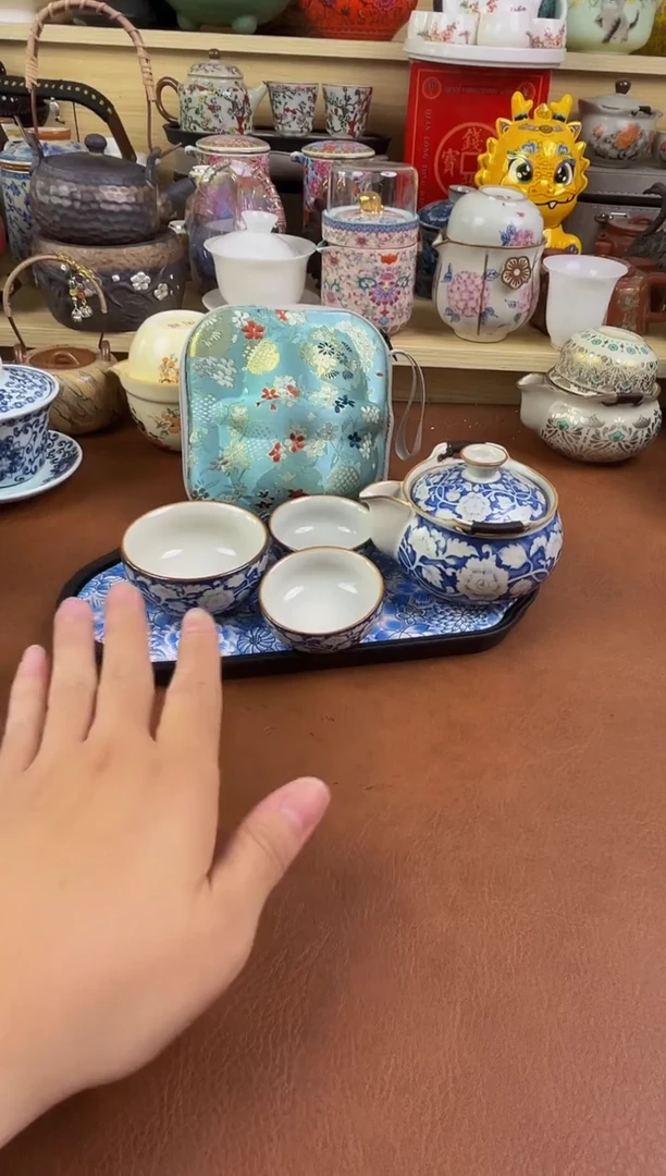 陶瓷茶具摆件旅行套组