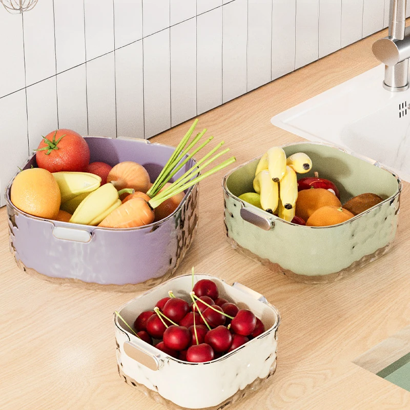 2026年双层洗菜盆沥水篮厨房客厅家用洗水果盘简约塑料淘菜菜篮子