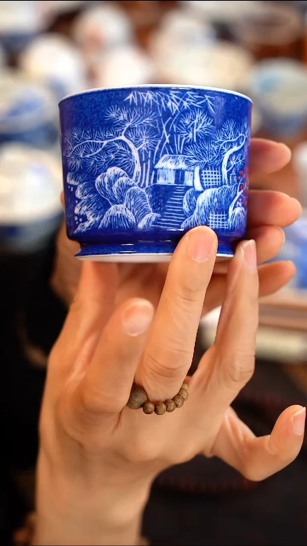 正春堂雪瑶@@洒蓝加彩容天杯+1380小叶紫檀+沉水黑奇楠无粘香