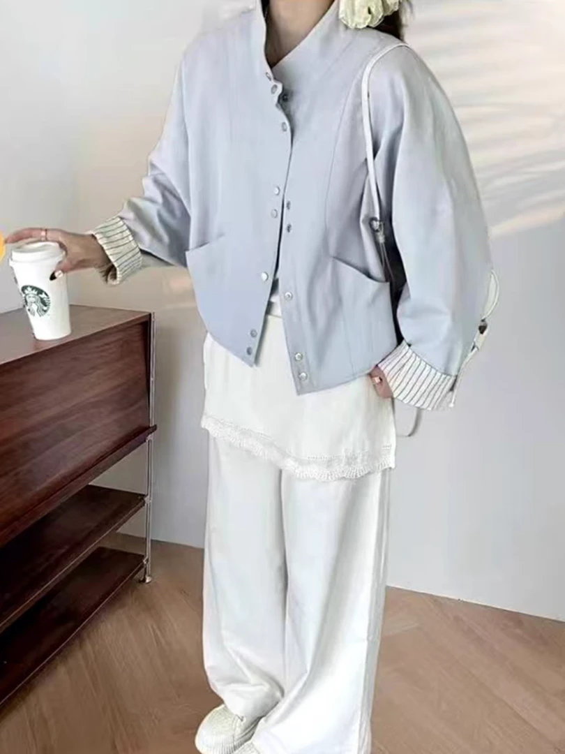 Miss Huo 立领休闲外套 A蓝色 813