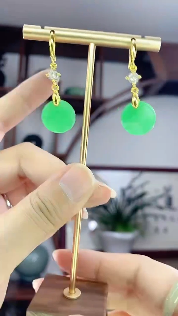 翡翠未镶嵌耳坠E09平安扣耳坠