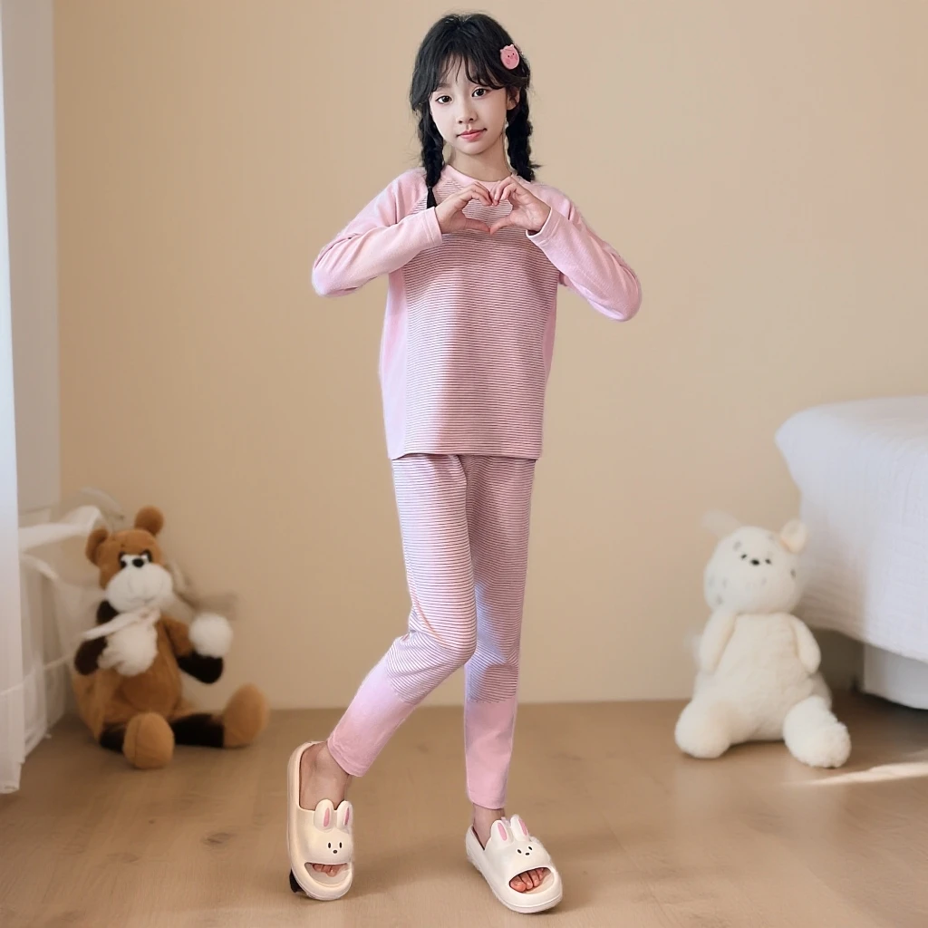 儿童保暖内衣套装新款女孩中大童儿童秋衣秋裤秋冬防寒打底家居服