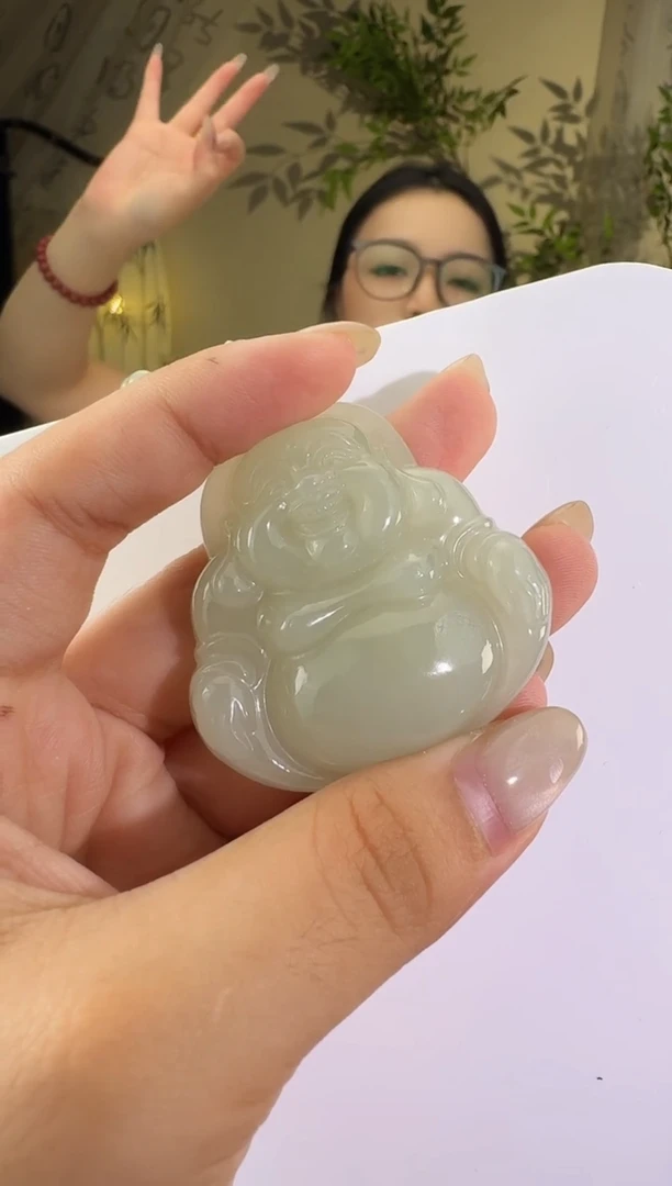 和田玉未镶嵌颈饰晴水45+佛公 p