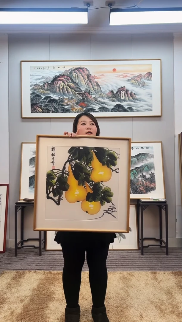 国画手绘葫芦62*62尺寸