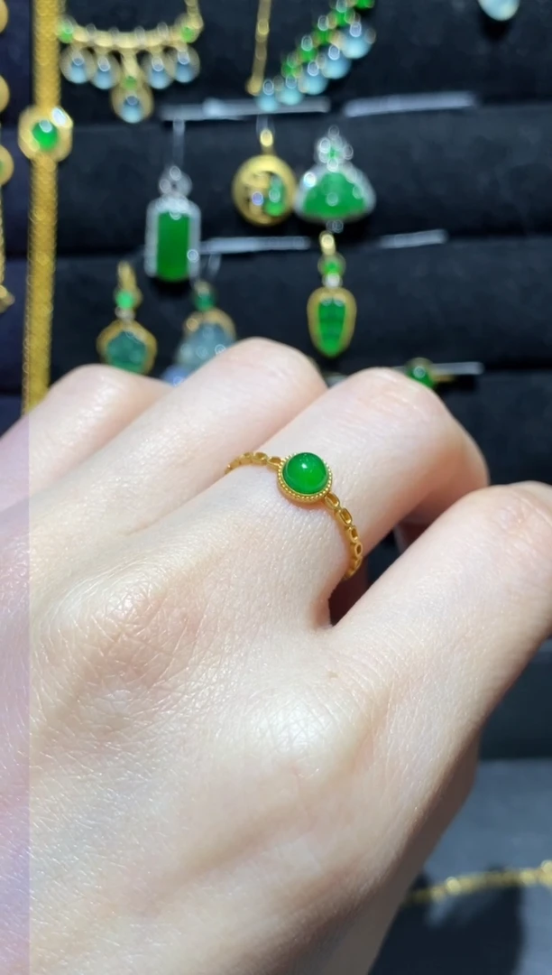 【闪购商品】翡翠戒指18K金镶嵌戒指