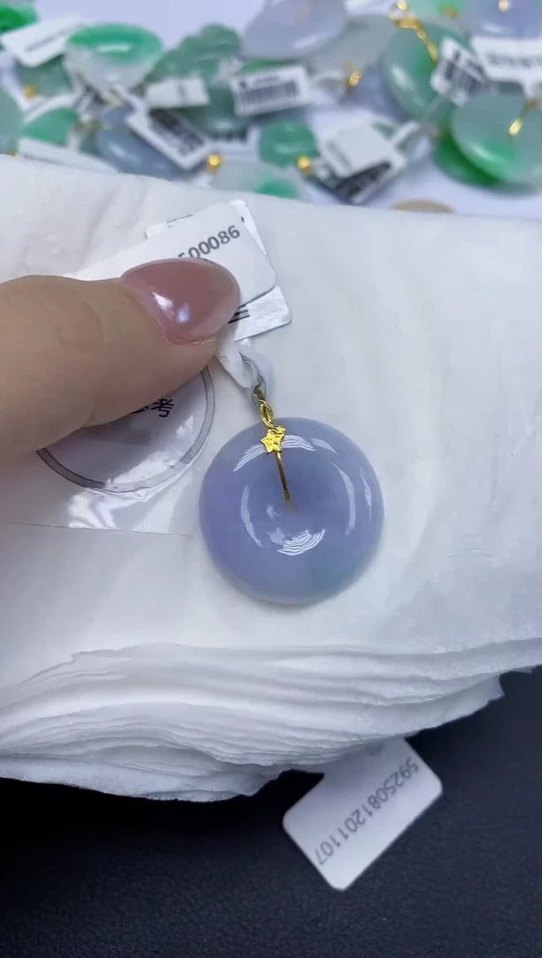 翡翠18K金镶嵌颈饰天然缅甸翡翠A货百元以上9元证书费自理