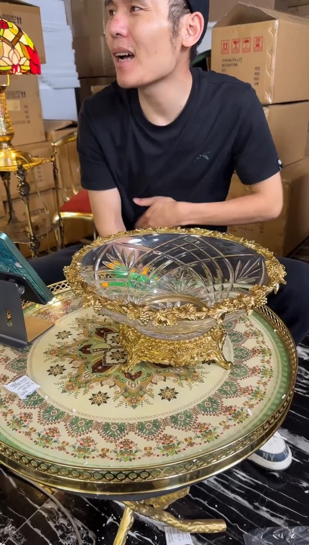 【闪购商品】黄铜黛姿家居新款刻花葡萄大号果盘