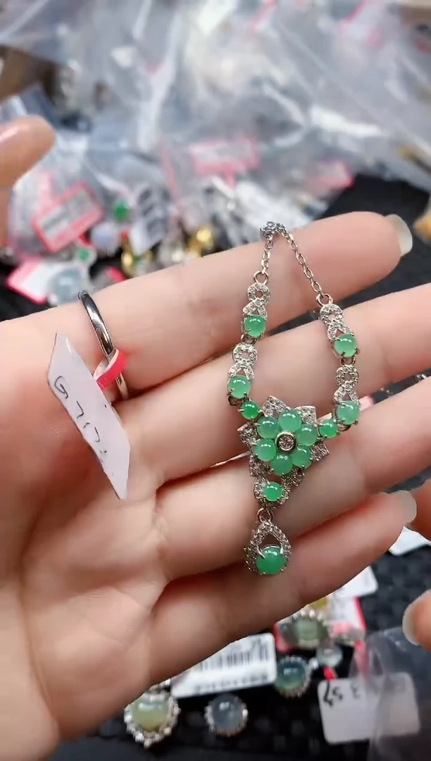 银S925镶嵌戒指翡翠天然A货缅甸翡翠