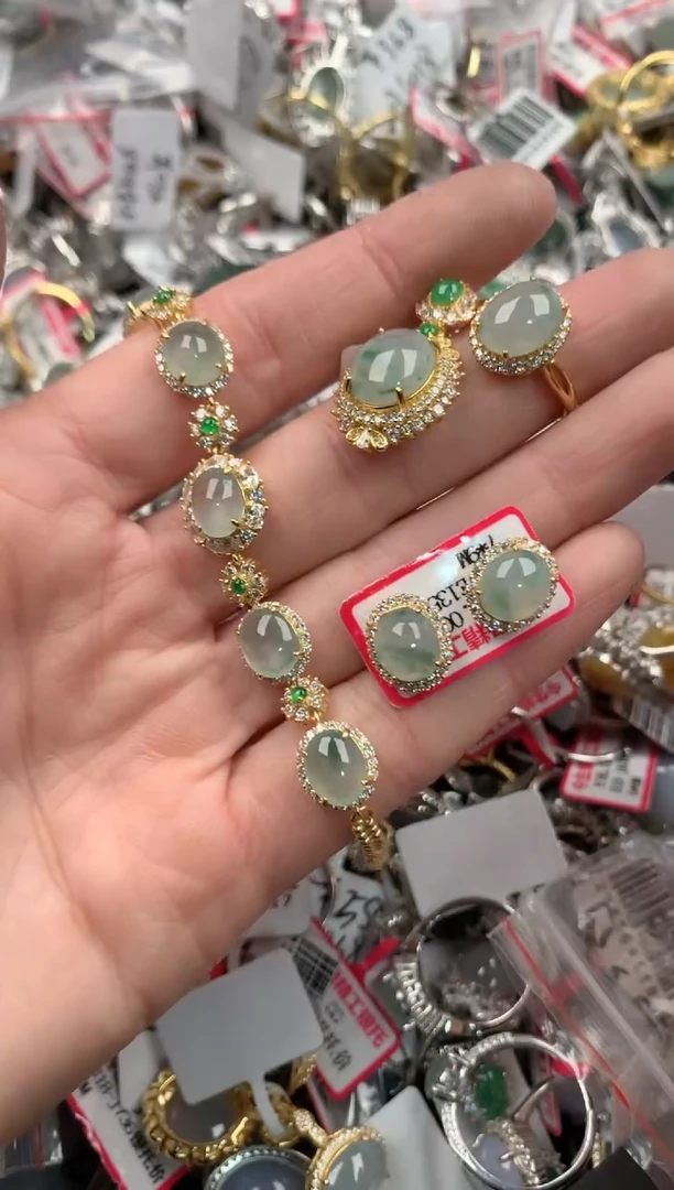 银S925镶嵌戒指翡翠555   2