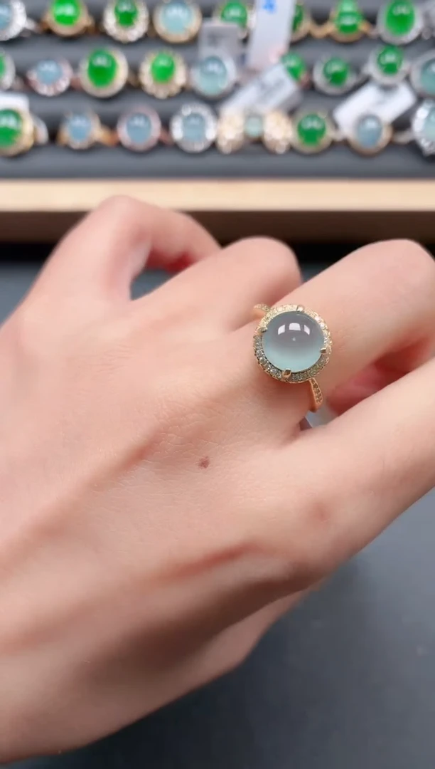 银S925镶嵌戒指翡翠111