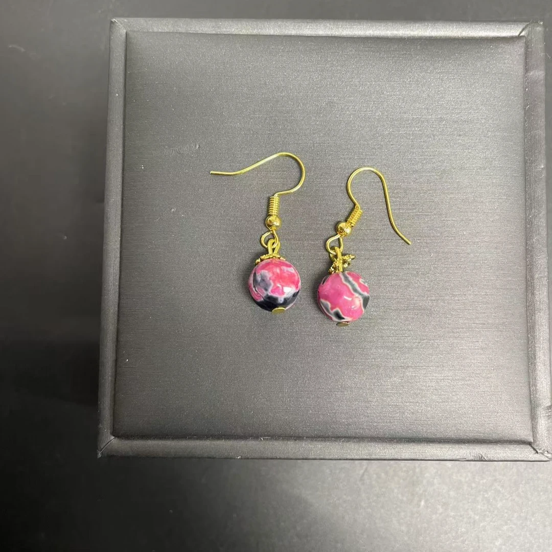 【小杰推荐】粉紫黑胆花魂圆珠耳坠 （多样性发其一）9251