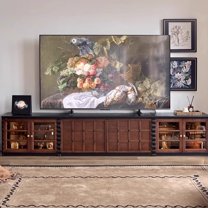 BEAUTIFU 法式复古风电视柜客厅中古实木模块组合柜棋盘柜收纳柜