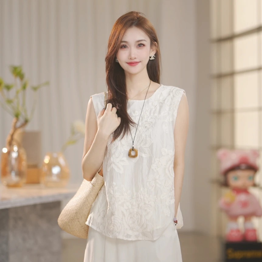 【ShawEleven】 2025年夏法式圆领刺绣套头上衣小衫2693