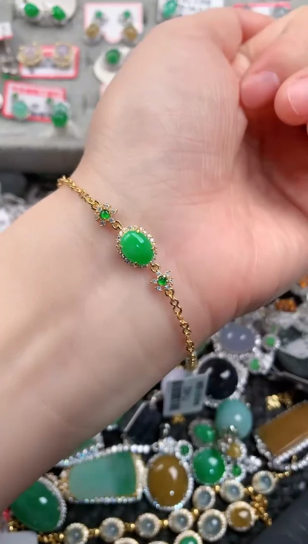 银S925镶嵌戒指翡翠888---9