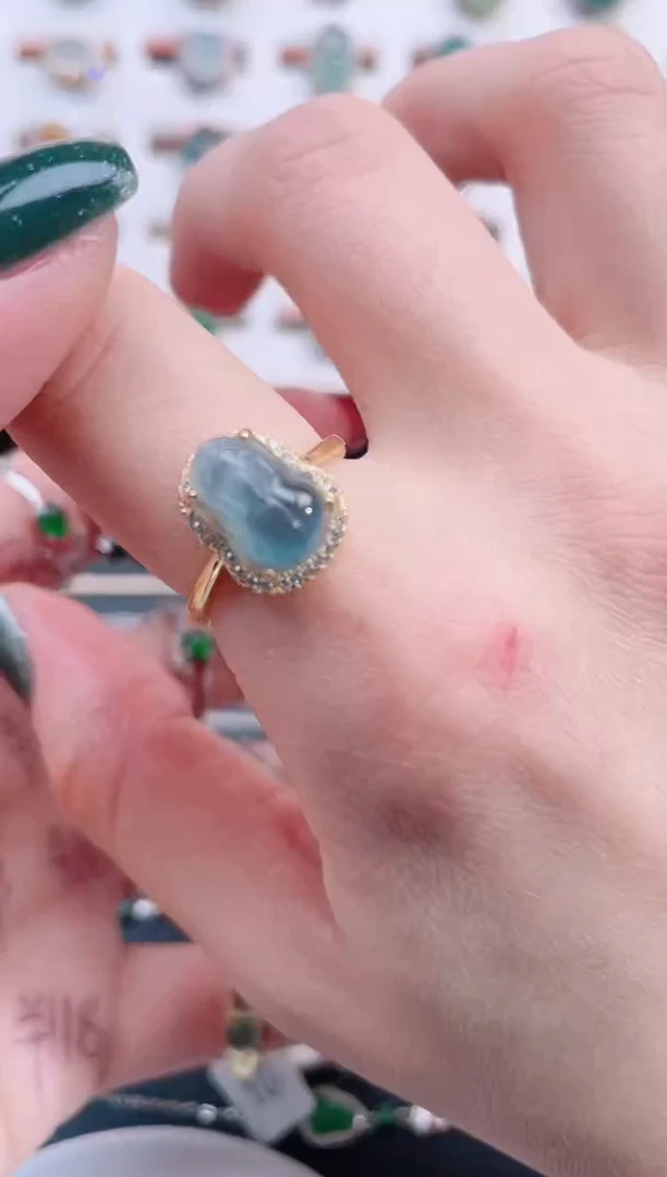 银S925镶嵌戒指翡翠天然翡翠