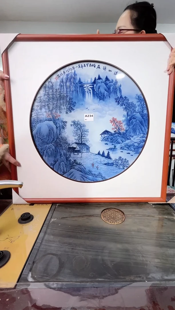 【闪购商品】瓷版画青花加彩山水瓷版画234