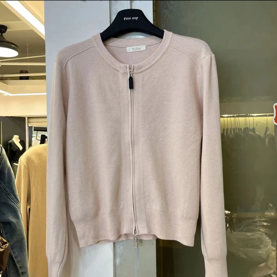 2025圆领双拉链开衫毛衣