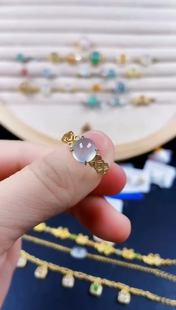 翡翠戒指银S925镶嵌141