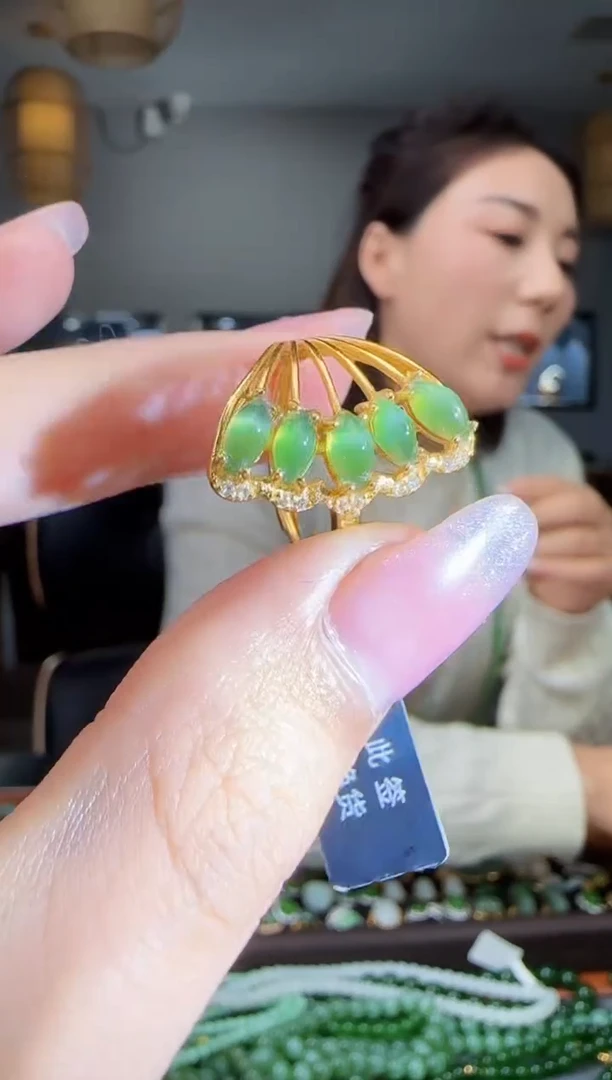 银S925镶嵌戒指和田玉1