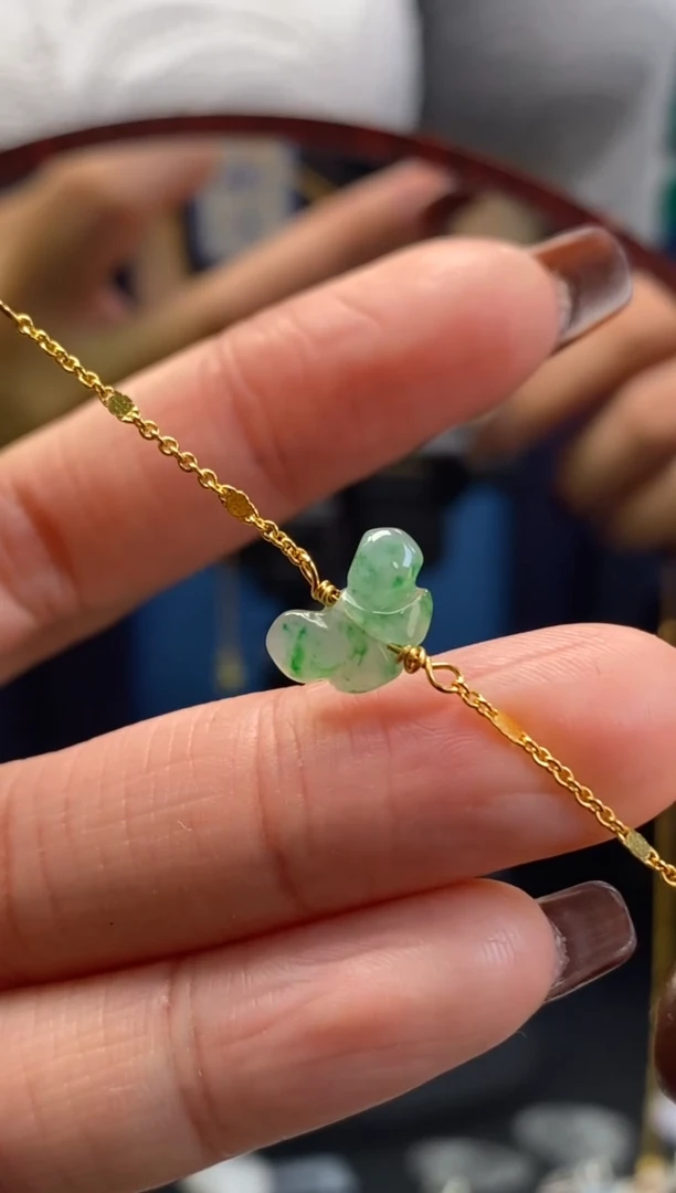 颈饰银S925镶嵌翡翠净货10608