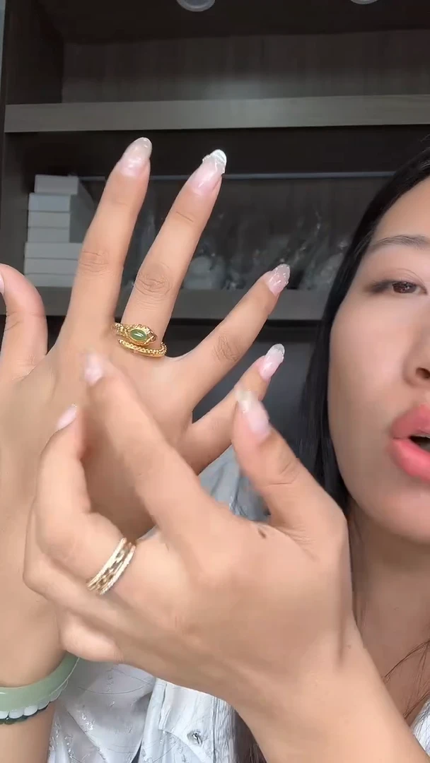 合金戒指和田玉蛇戒指