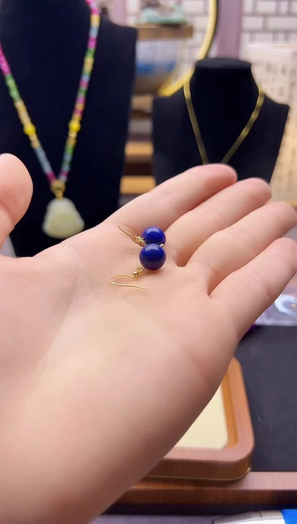 【闪购商品】青金石耳饰14K金镶嵌E385