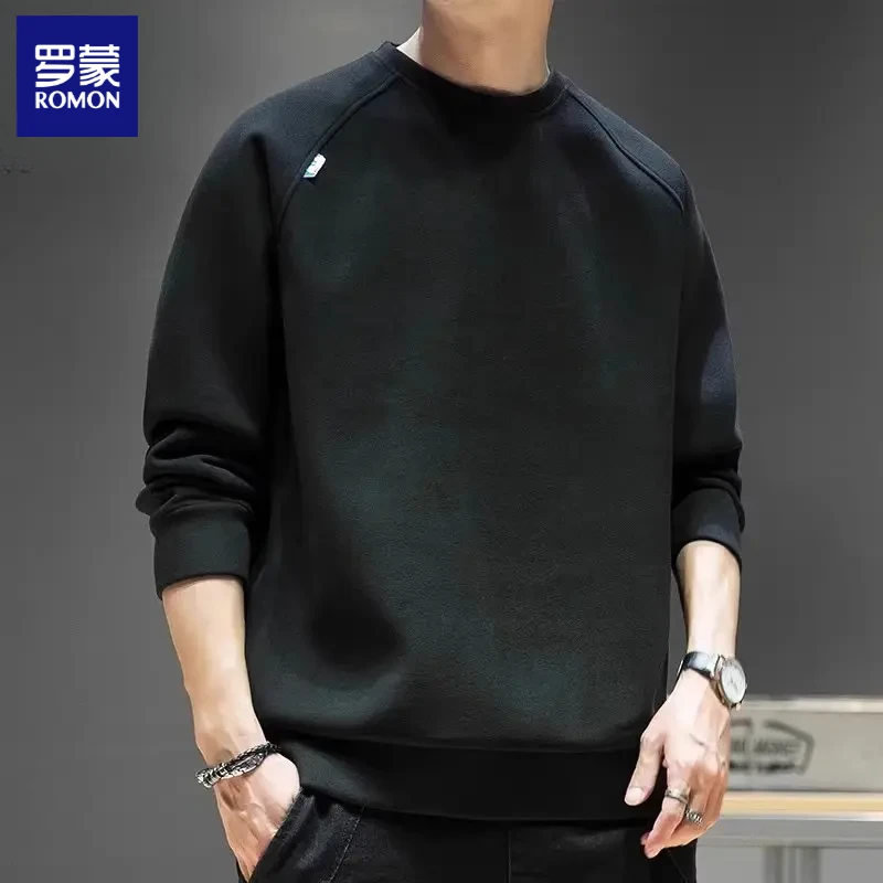 罗蒙卫衣男士秋冬季新款潮牌休闲上衣服圆领百搭宽松打底长袖上衣