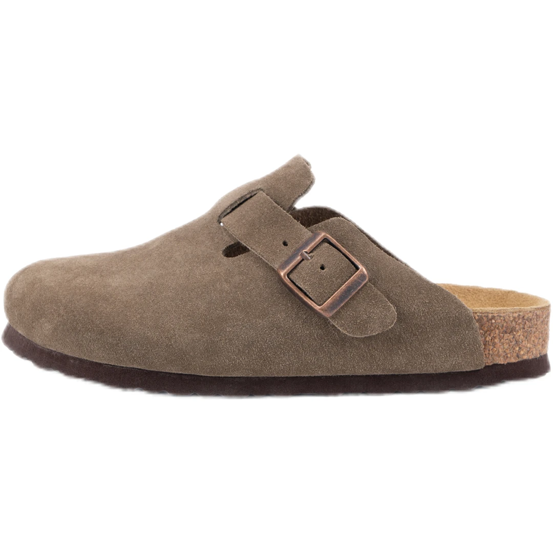 勃肯男女同款半包真皮舒适休闲鞋博肯包头软木平底半拖鞋牛皮女鞋