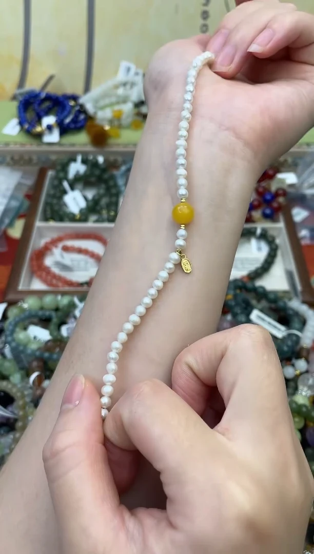 银S925镶嵌手绳淡水珍珠472